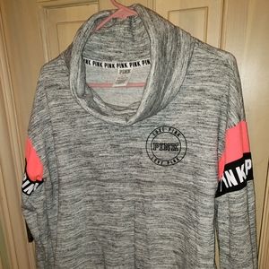 Victoria Secret Pink Misses sz M Sweatshirt Cowl neck Gray